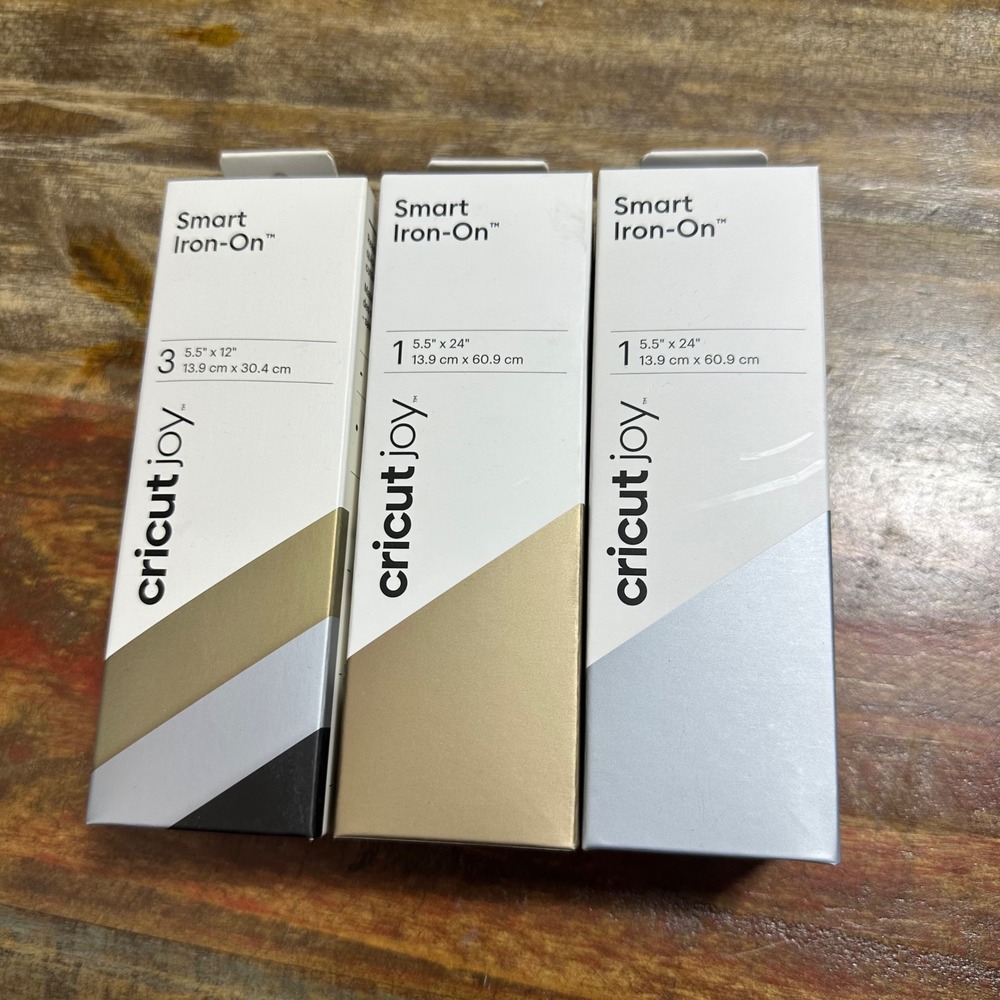 Cricut Joy Smart Iron-On Vinyl Bundle Gold Silver Black Classics Sampler 3pk